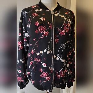Baccini Black Floral Bomber Jacket